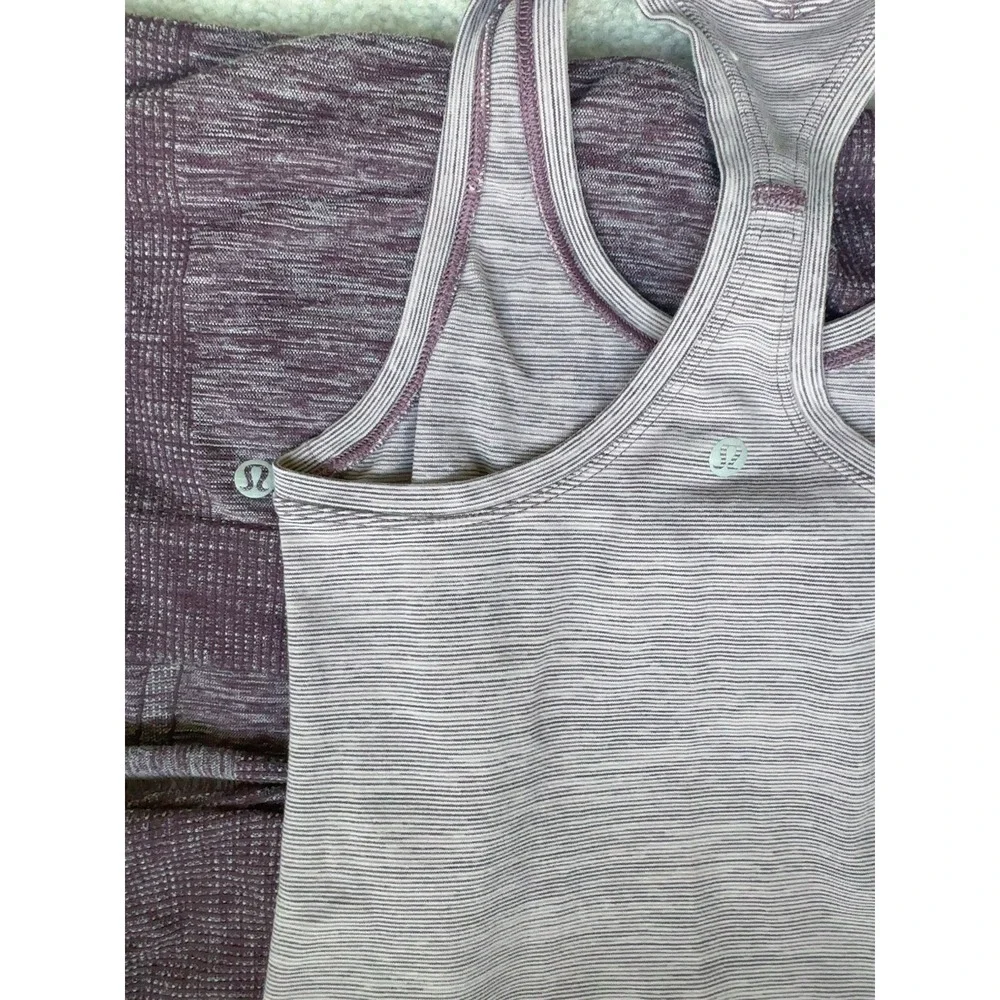 2PC- Lululemon Swiftly Wool 1/2 ZipBlack Cherry / White + Cool Racer Back Tank 2